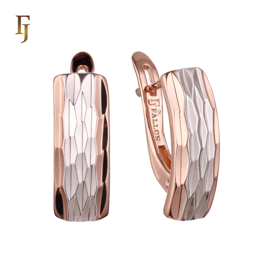 Brincos em ouro 14K, ouro rosa, duas cores de revestimento