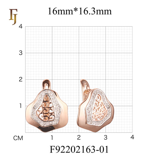 Rose Gold Plated Russian Lock Earrings with CZ and Vintage Filigree Design