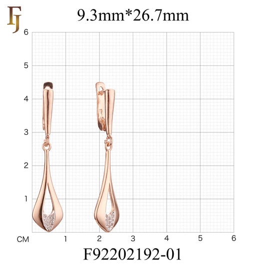 Elegant Rose Gold Drop Earrings with Pave CZ Accents and Russian Lock Closure