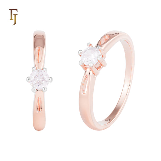 Classic Silver Solitaire Ring with Round White CZ in Six-Prong Setting – FJ Jewelry