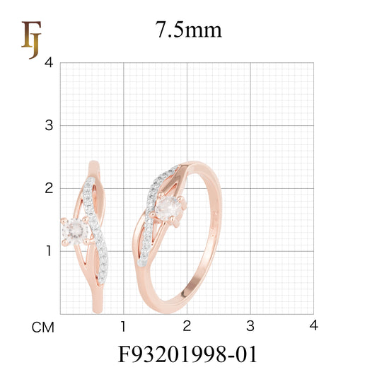 ローズゴールド ツートーン ソリティア デザイン リング