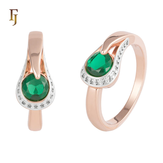 Двухцветные кольца-солитеры из Красное золото 585 пробы с крупными камнями