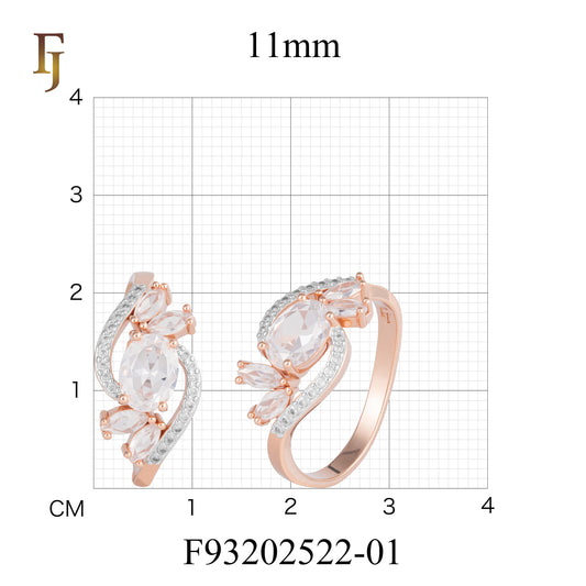 Elegant Cluster Rose Gold Ring with Oval and Marquise CZ – Luxury Design by FJ