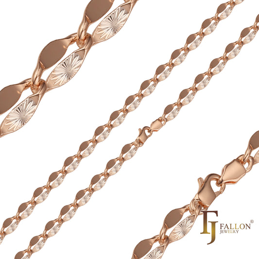 Солнечные лучи и кружевные цепочки с пайетками, покрытые 14-каратным золотом, розовым золотом, двухцветные