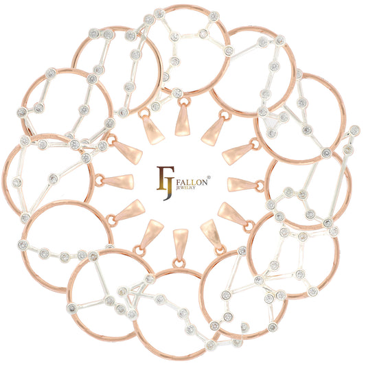 Colgante bicolor de oro rosa con constelación del zodiaco - Signo de la constelación