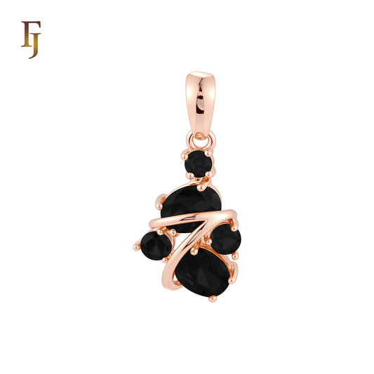 Colorful cluster CZs stones Rose Gold Pendant