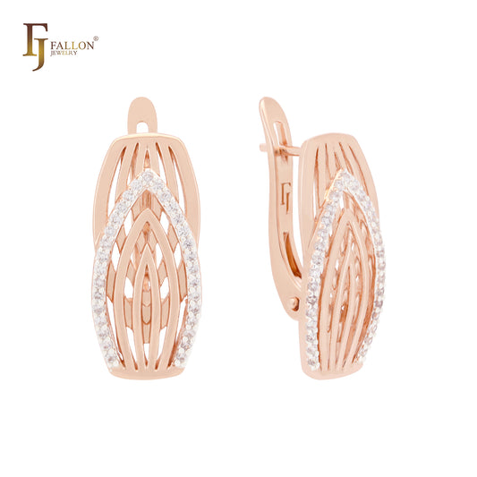 Thousands of ribbbons interlocking Rose Gold two tone Russian Lock Earrings