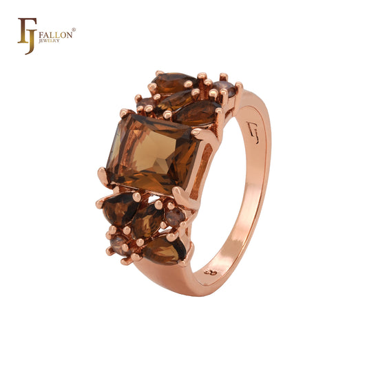 Cluster luxuriöse CZs bunte Rose Gold Mode Ringe