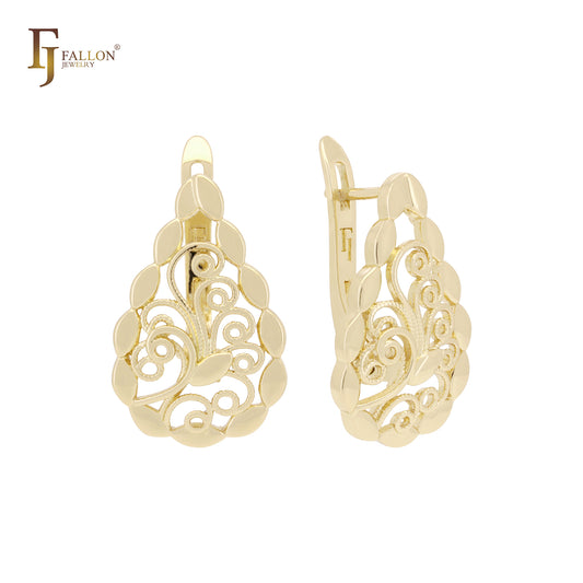 Marquise and filigree embraced Rose Gold Russian Lock Earrings