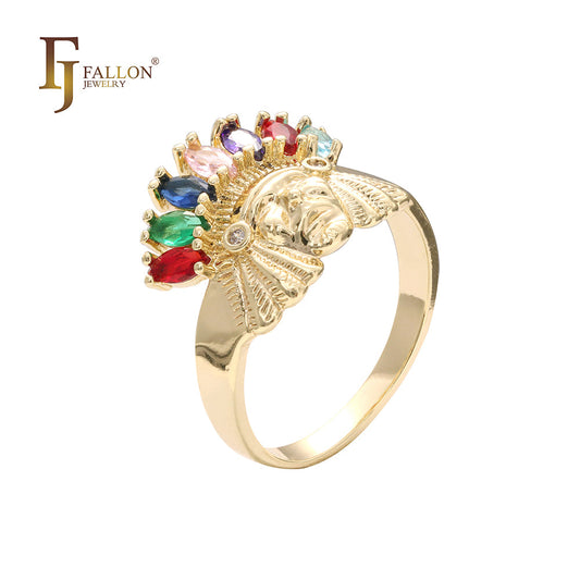 Anillos de chef indio de tamaño infantil pavimentados con circonitas coloridas