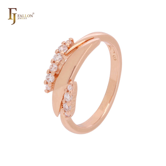 Anillo de boda de media eternidad en oro rosa con circonitas blancas de doble fila