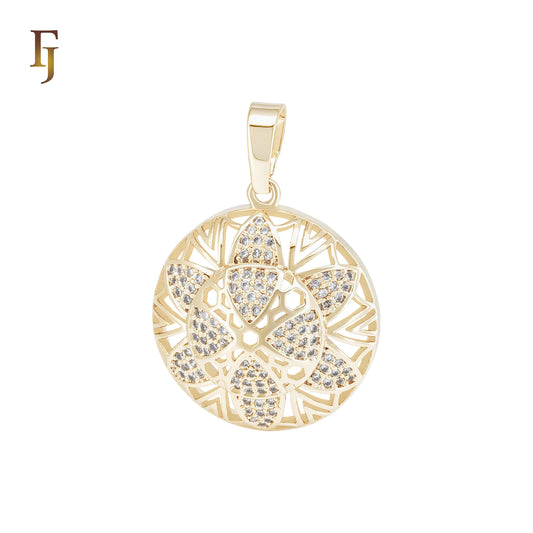Rounded Hexa star filigree snowflake 14K Gold Pendant