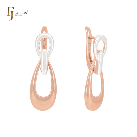 Double Circle crossing Rose Gold two tone Russian Lock Earrings