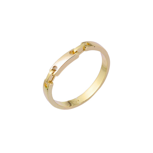 Anillos de eslabones de cadena de identificación para hombres en Oro 14K, oro rosa, dos colores de baño de tono