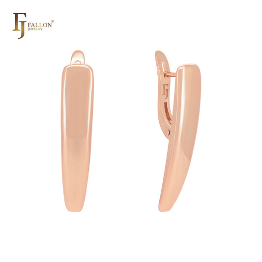 Glossy teeth shape minimalism Rose Gold Russian Lock Earrings