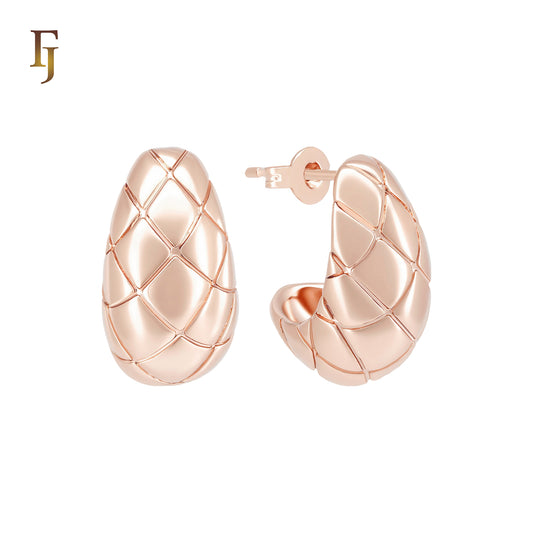 Half Cradle Pineapple textured 14K Gold, Rose Gold Stud Earrings