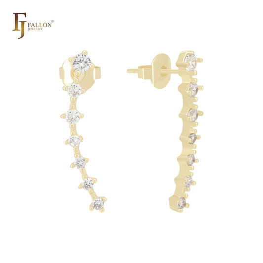 Pendientes de oro de 14 quilates con siete estrellas y circonitas blancas