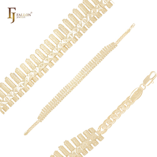 Fence fancy link 14K Gold Bracelets