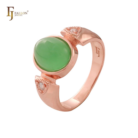 Abgerundete, zweifarbige Solitärringe aus 14-karätigem Gold mit CZ-Roségold