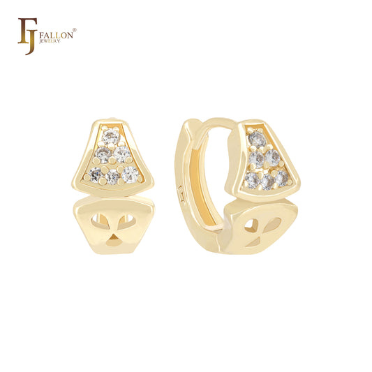 Серьги Huggies Huggie с белыми фианитами 14 карат