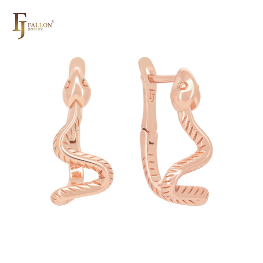 Geometric Snake body Rose Gold Russian Lock Earrings