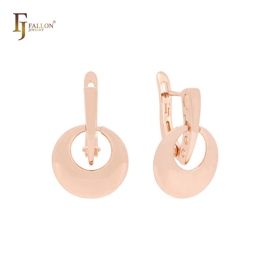 Dangling disc drop design Rose Gold Russian Lock Earrings