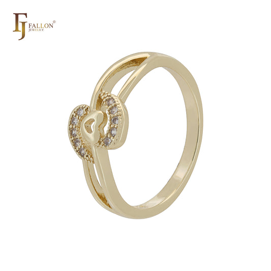Heart of white CZs 14K Gold Fashion Rings