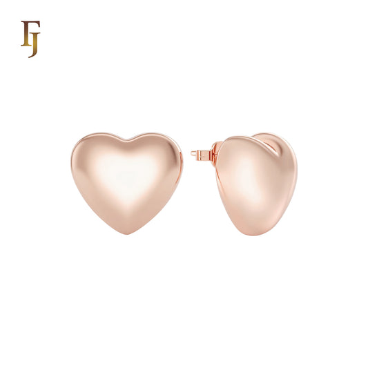 Half heart sphere 14K Gold, Rose Gold Stud Earrings