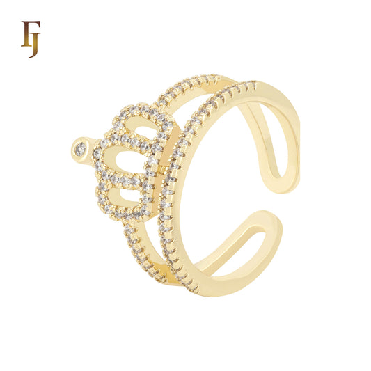 Cluster white CZs resizable crown 14K Gold Rings