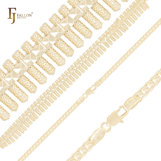 Fence fancy link curb link 14K Gold chain