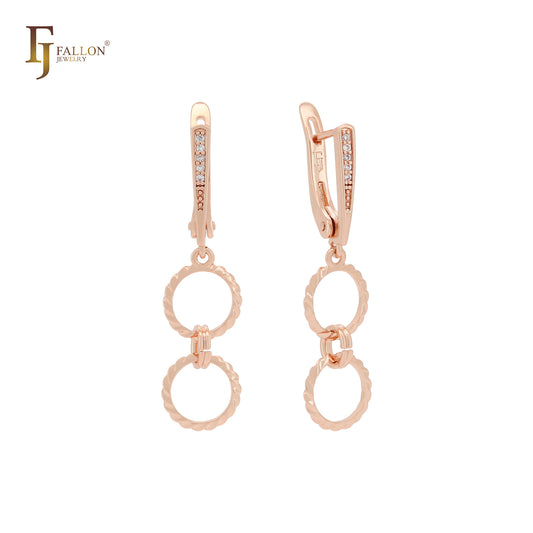 Geometric interlocking circles 14K Gold Russian Lock Earrings
