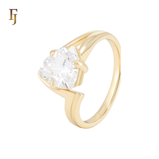 Triangular cut Solitaire white CZ 14K Gold Engagement Rings