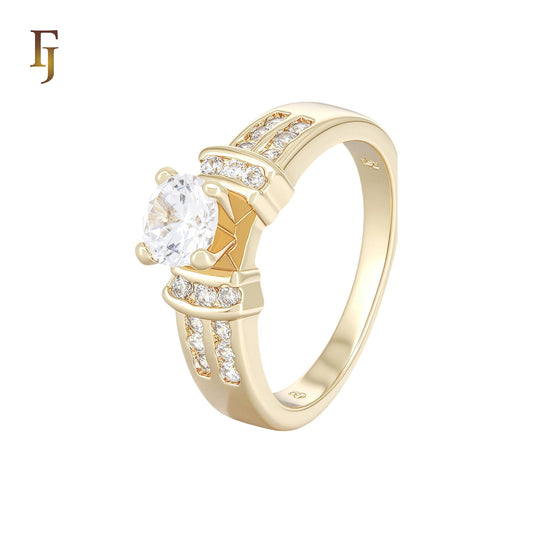 Cluster white CZs 14K Gold Wedding Set Rings