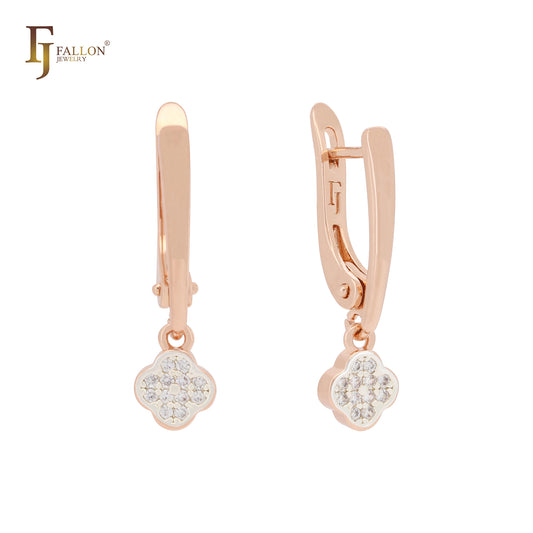 Double Clover Rose Gold Russian Lock Earrings