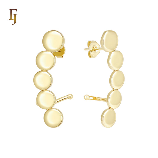 Rounded Circle disc cluster 14K Gold, Rose Gold Cuff Stud Earrings