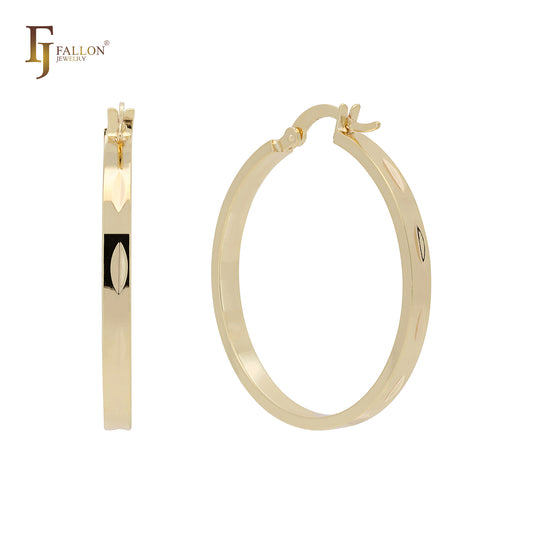 管状榄尖形 14K 金环状耳环