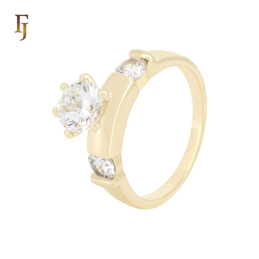 Big Cluster White CZs 14K Gold Wedding Set Rings