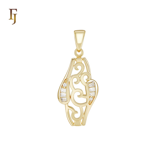 Geometric sign of white CZs 14K Gold Pendant