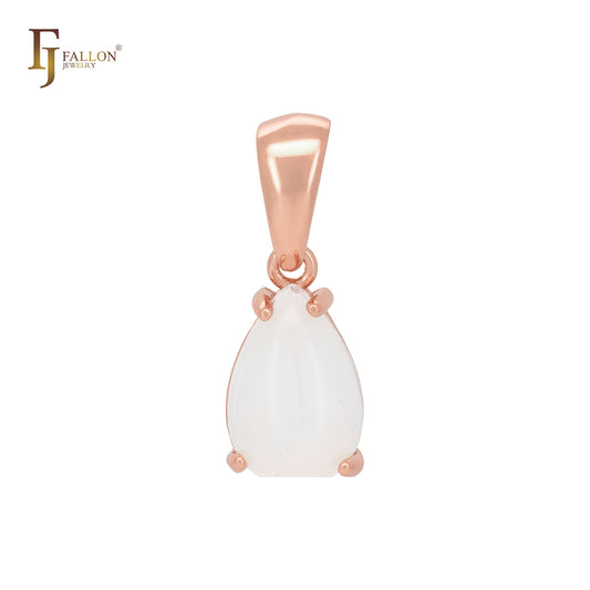 Pingente solitário de zircônia cúbica com garras brancas em ouro rosa