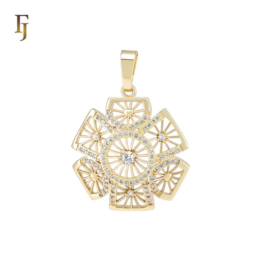 Hexagon Snowflake filigree 14K Gold Pendant