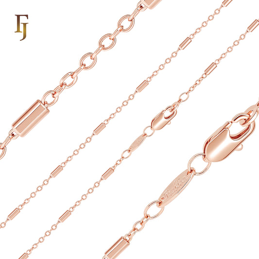 Pillar cable mixed Fancy link Rose Gold Chain
