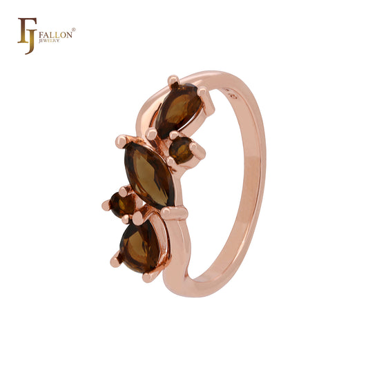 Great luxurious cluster coffee CZs Rose Gold Fashion Rings