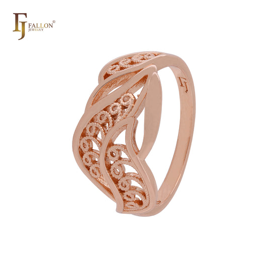 Dancing leaves of filigree Rose Gold Fashion Rings