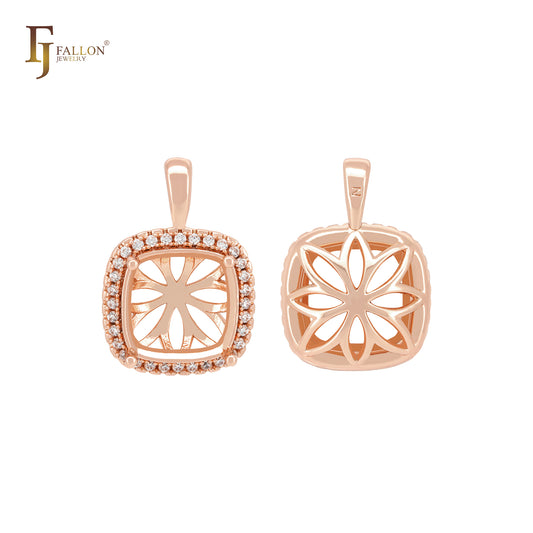 ハローオーバルクッション型ローズゴールドペンダント(CZフリー)