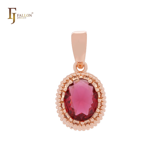 ハロービーズソリティア カラフルCZローズゴールドソリティアペンダント