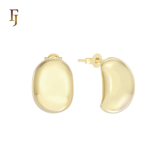 Glossy rounded curve 14K Gold, Rose Gold Stud Earrings
