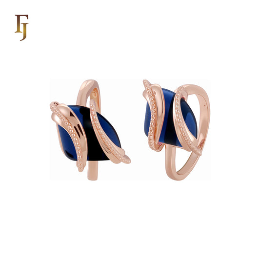 Double Ribbons clawed elegant Solitaire Colorful CZ Rose Gold Fashion Rings