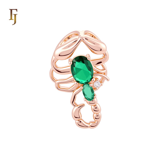 Great Scorpio of Emerald Green CZs Rose Gold Pendant