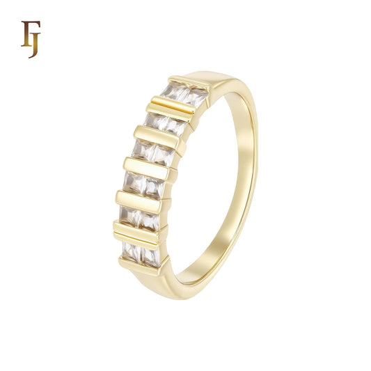 Solitaire white CZs 14K Gold Wedding Set Rings