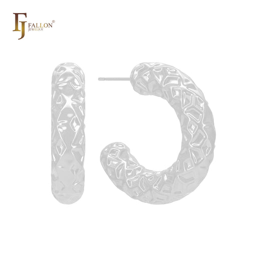 ロンバス丸みのある蛇のような形の丸みのあるCフープ14Kゴールド、ローズゴールド、ホワイトゴールドのスタッドピアス